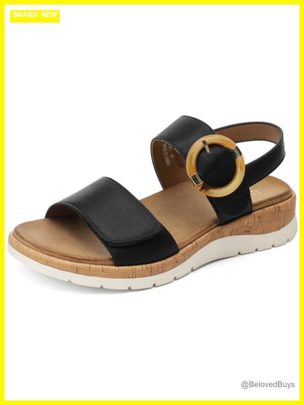 Womens Low Wedge Walking Sandals with Arch Support, Comfortable Cushion Insole,